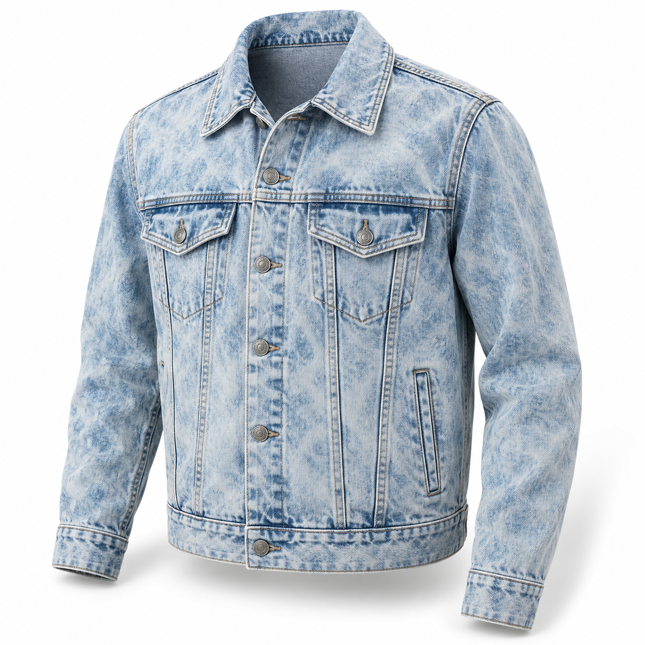 Classic Fit Acid Wash Denim Jacket – Light Blue Denim Jackets collection illustration for wholesale enquiries