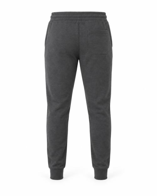 Men's slim fit drawstring waist joggers in charcoal, back view