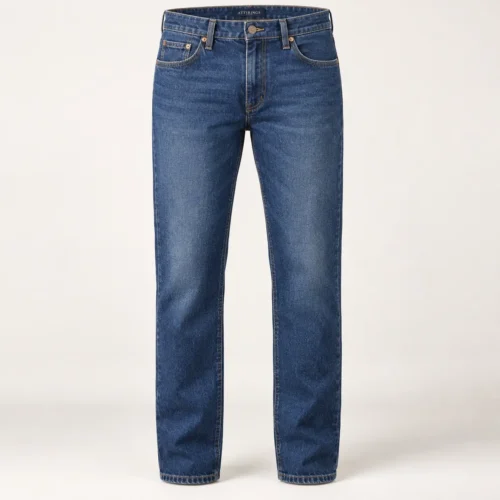 Attirings Men’s Classic Fit Five-Pocket Jeans in mid-indigo, front view