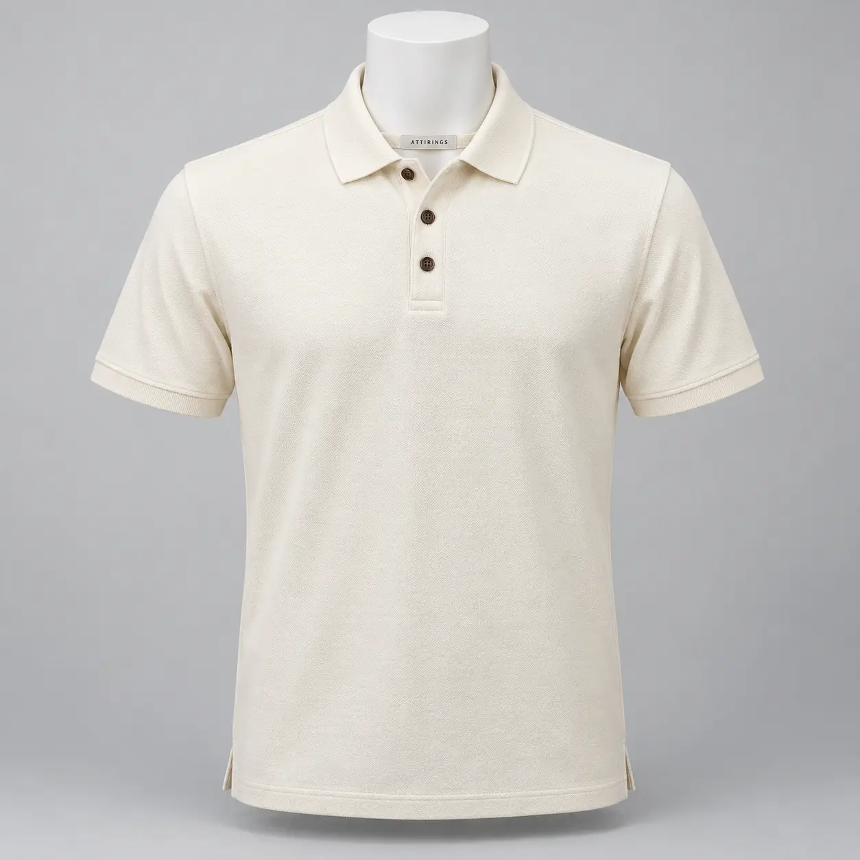 Men's Classic Fit Polo Collar T-Shirt in warm ivory by Attirings, front view