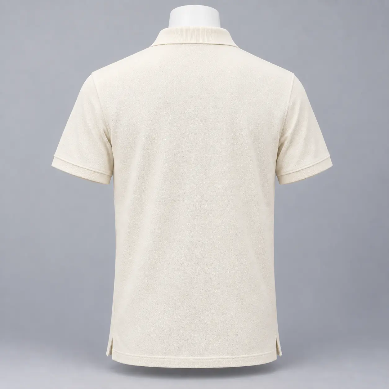 Men's Classic Fit Polo Collar T-Shirt in warm ivory by Attirings, rear view