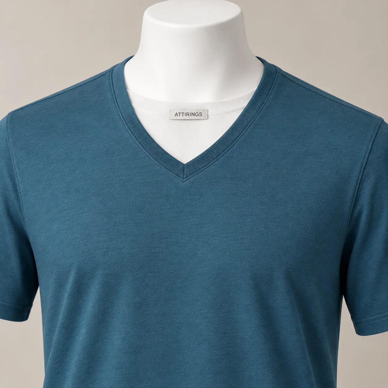 Men's Classic Fit V-Neck T-Shirt in muted petrol blue by Attirings, V-neck detail