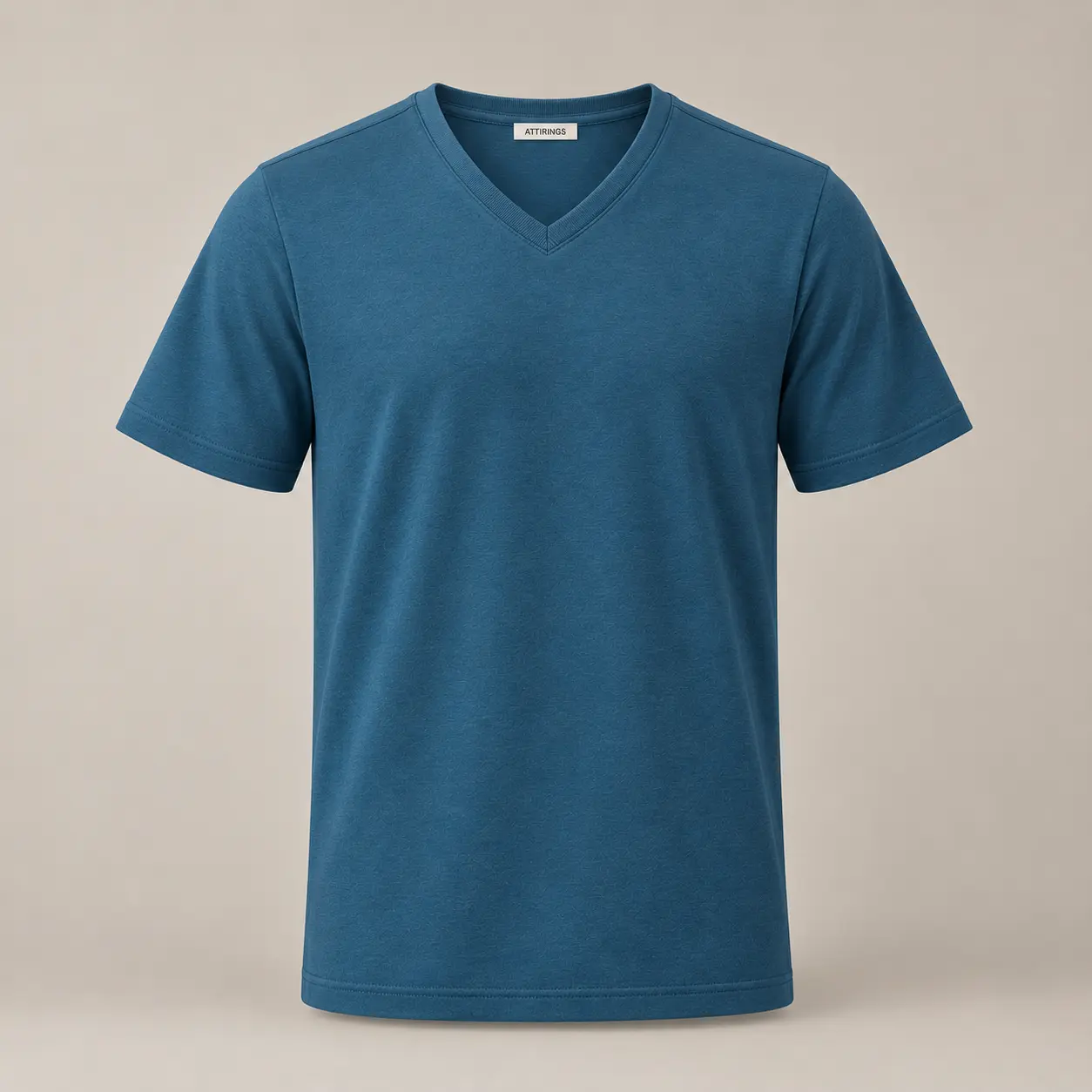 Men's Classic Fit V-Neck T-Shirt in muted petrol blue by Attirings, front view