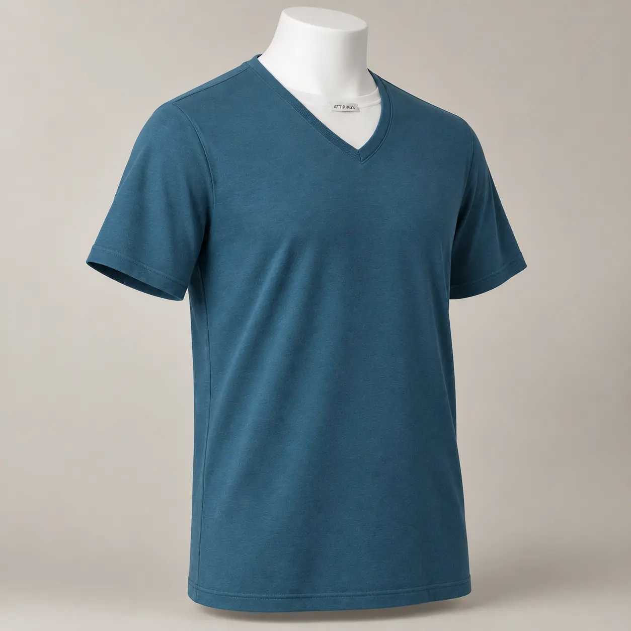 Men's Classic Fit V-Neck T-Shirt in muted petrol blue by Attirings, three-quarter view