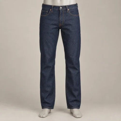 Men's Classic Straight Fit Denim Jeans in deep indigo by Attirings, front view