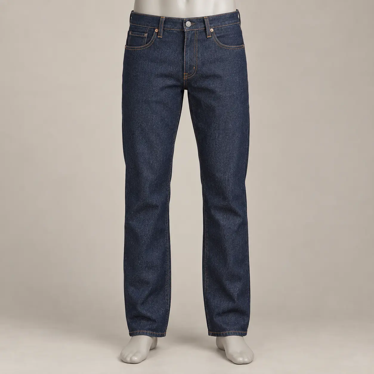 Men's Classic Straight Fit Denim Jeans in deep indigo by Attirings, front view