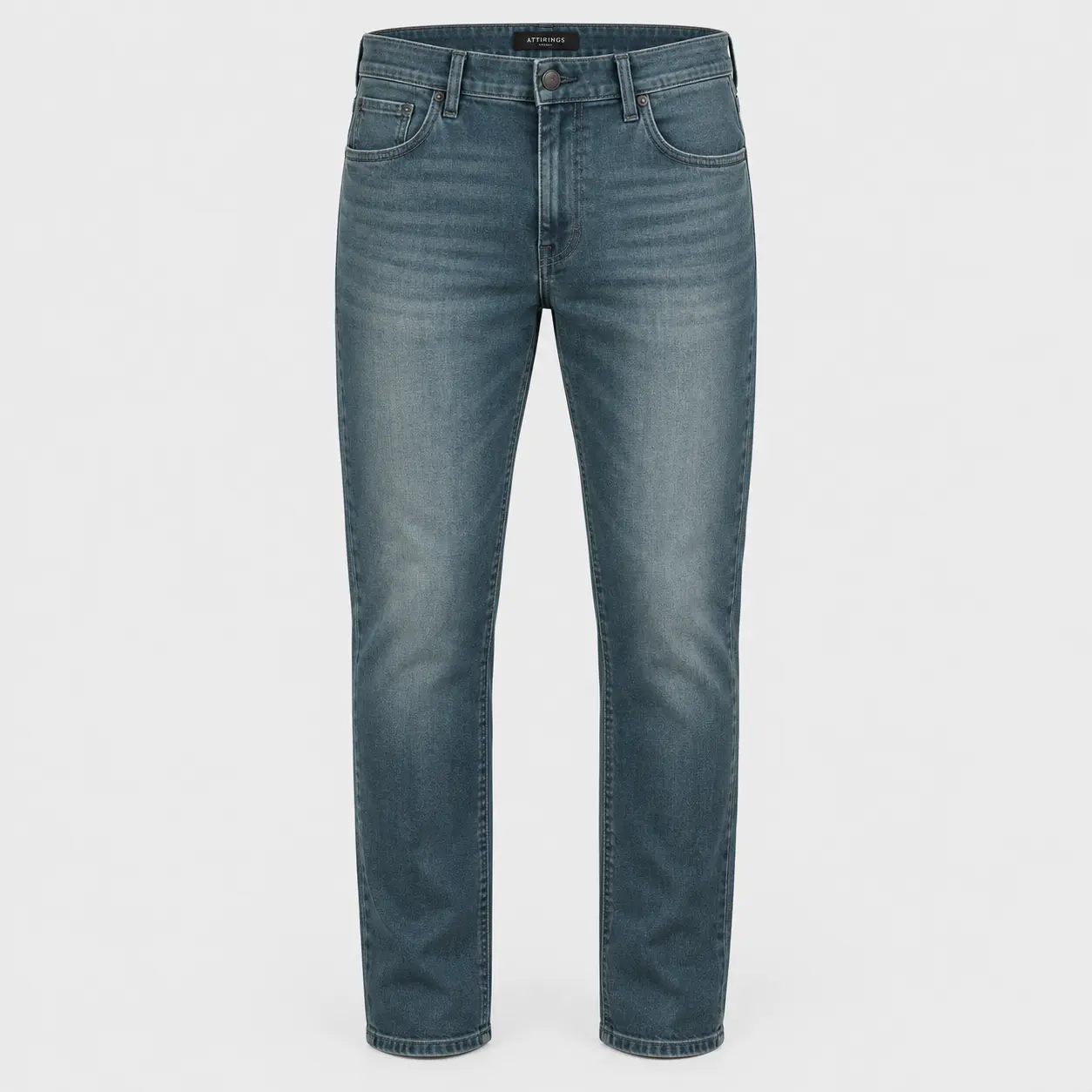 Men's Comfort Fit Stretch Jeans in slate teal by Attirings, front view