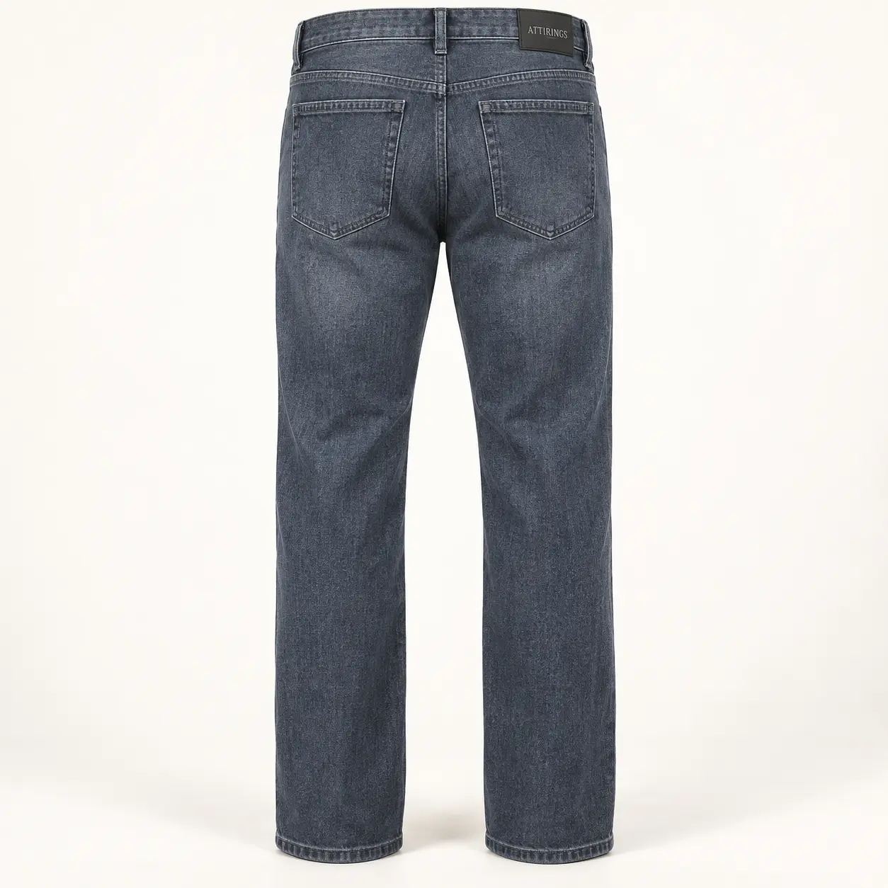 Attirings Men’s Comfort Stretch Straight Jeans in charcoal blue, rear view