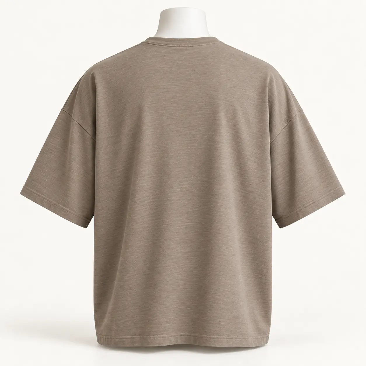 Men's Oversized Fit Henley T-Shirt in stone taupe by Attirings, rear view
