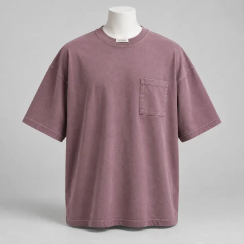 Men's Oversized Fit Pocket T-Shirt in dusty mauve by Attirings, front view