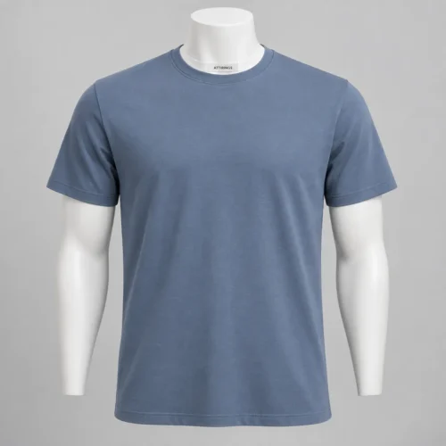 Men's Regular Fit Crew Neck T-Shirt in muted steel blue by Attirings, front view