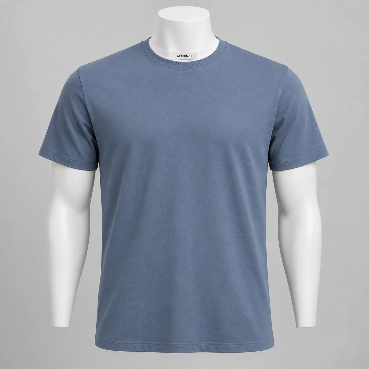 Men's Regular Fit Crew Neck T-Shirt in muted steel blue by Attirings, front view
