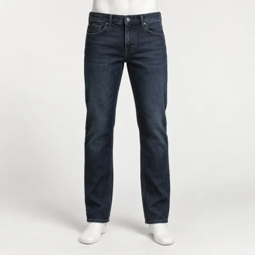 Men's Regular Fit Dark Wash Jeans in blue-black by Attirings, front view