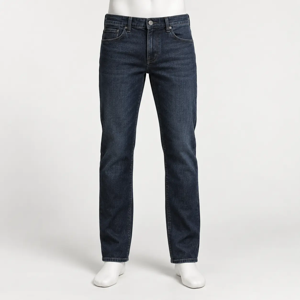 Men's Regular Fit Dark Wash Jeans in blue-black by Attirings, front view