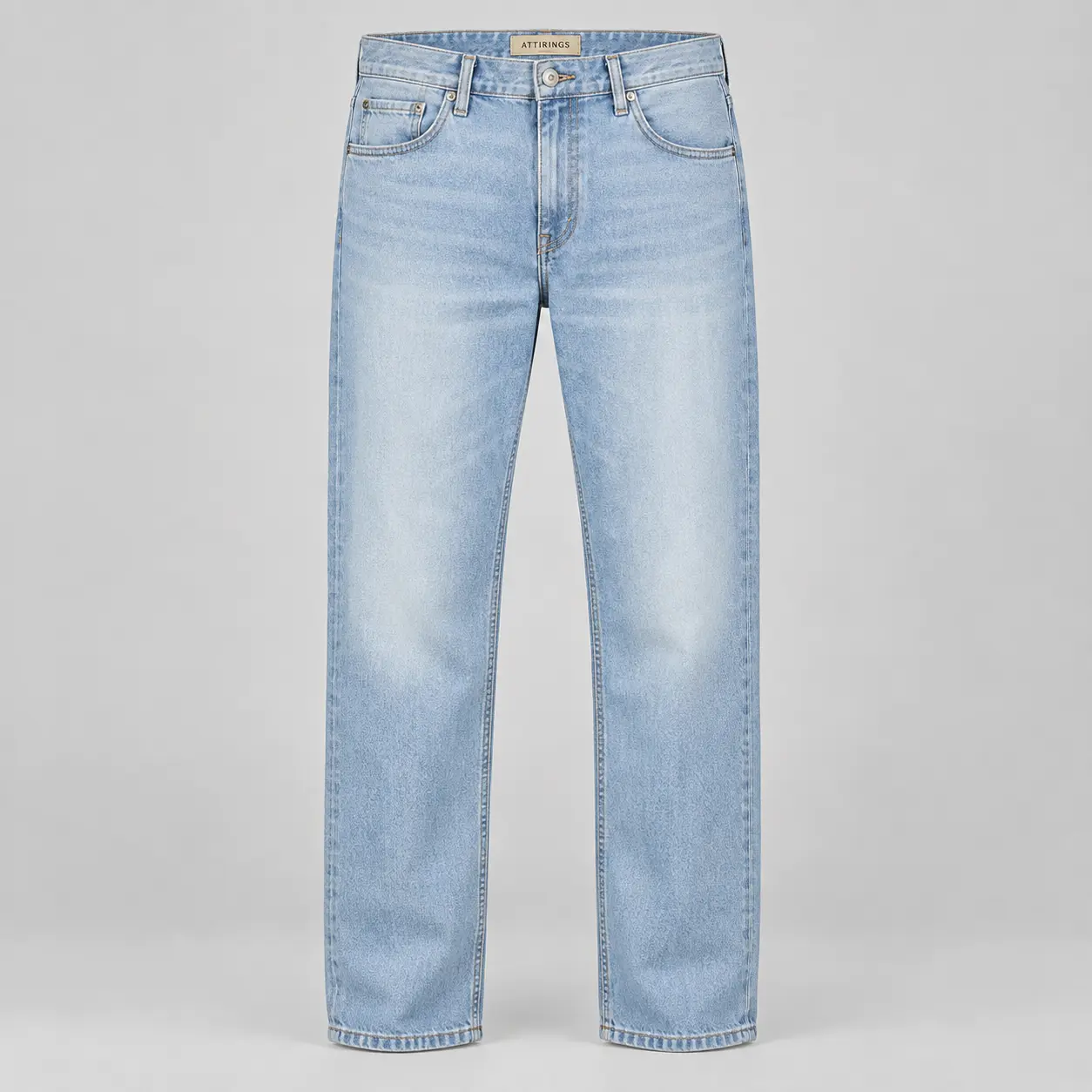 Men's Regular Fit Light Wash Jeans in ice blue by Attirings, front view