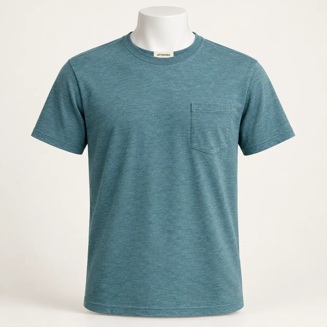 Men's Regular Fit Pocket T-Shirt in muted ocean teal by Attirings, front view