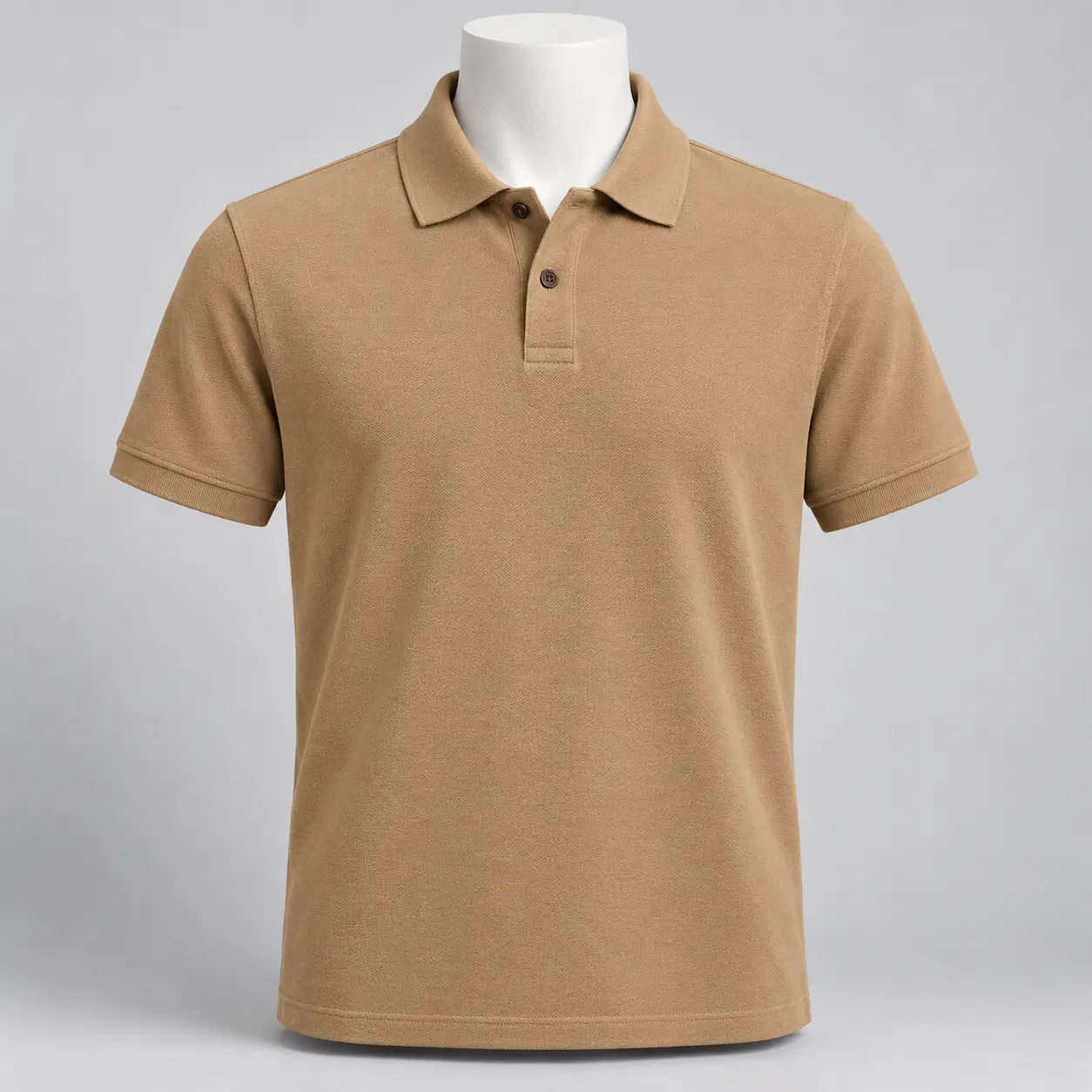 Men's Regular Fit Polo Collar T-Shirt in camel tan by Attirings, front view