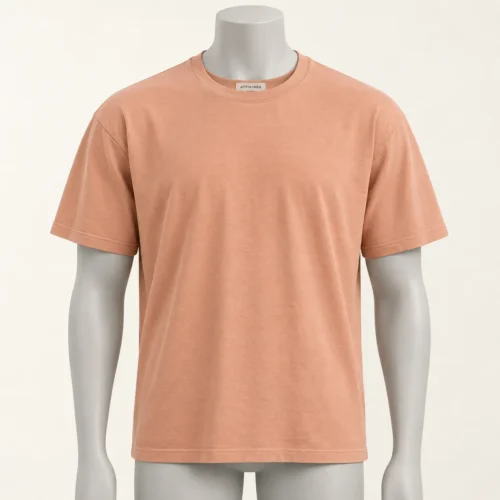Men's Relaxed Fit Crew Neck T-Shirt in dusty apricot by Attirings, front view