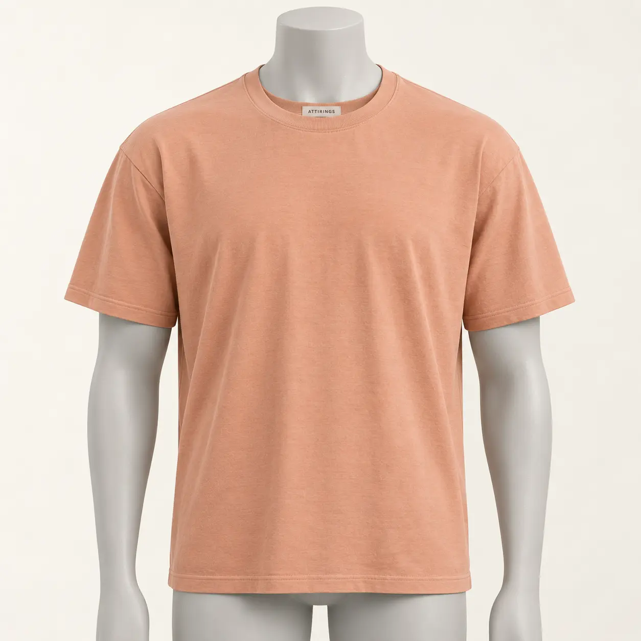 Men's Relaxed Fit Crew Neck T-Shirt in dusty apricot by Attirings, front view