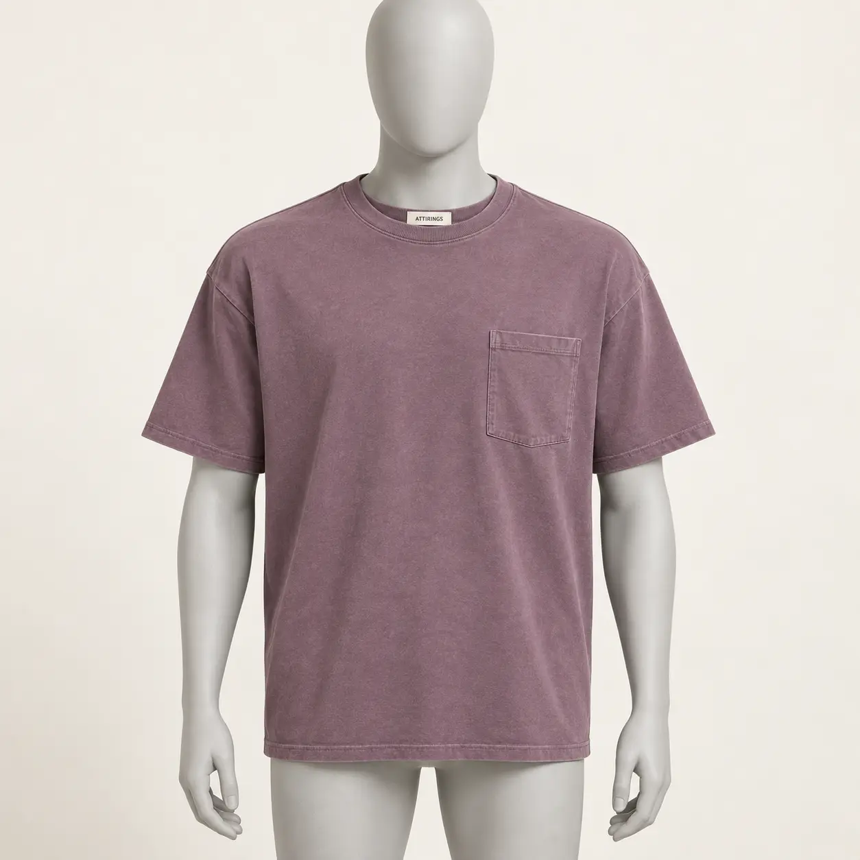 Men's Relaxed Fit Pocket T-Shirt in smoky mauve by Attirings, front view