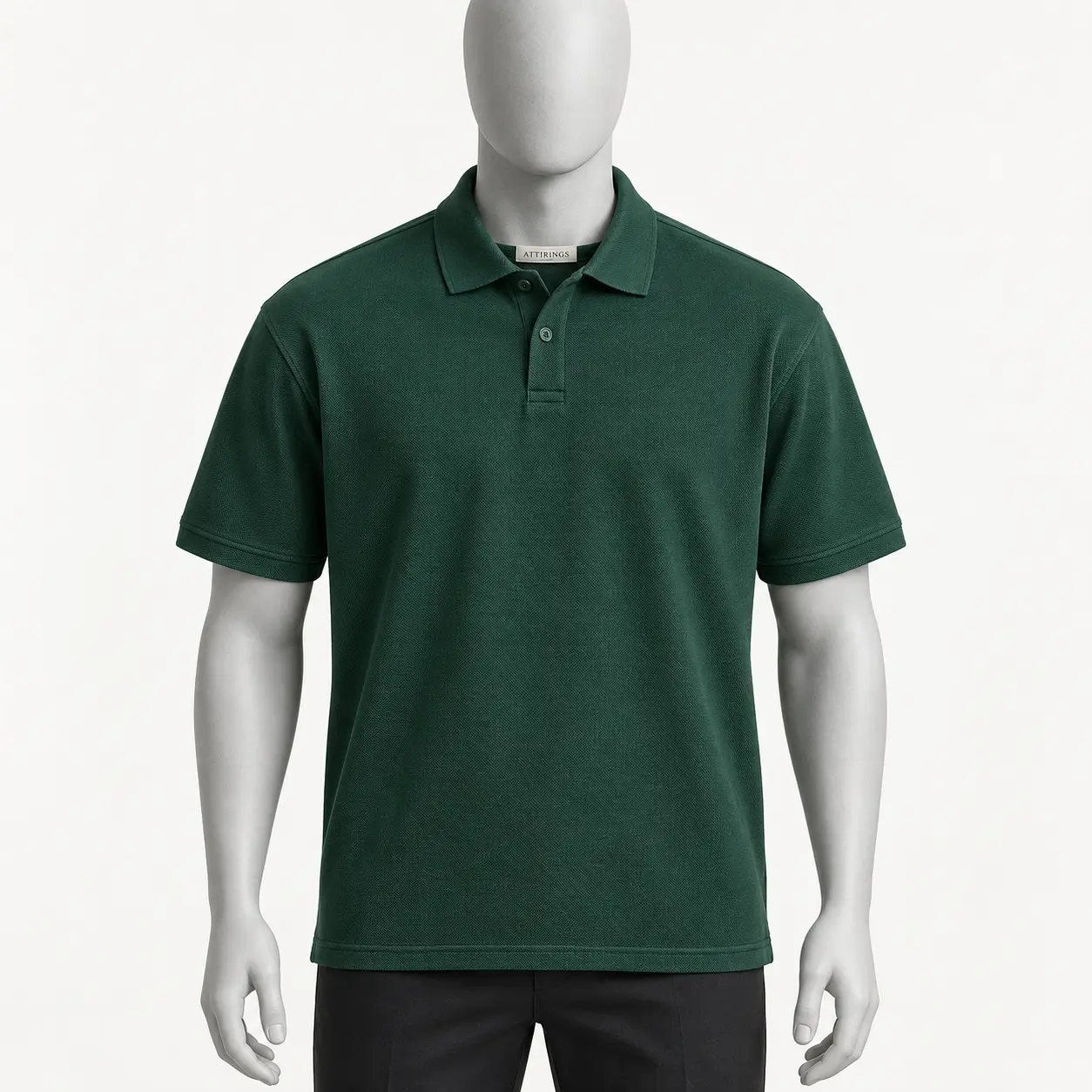 Men's Relaxed Fit Polo Collar T-Shirt in deep forest green by Attirings, front view
