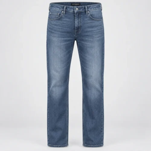 Attirings Men’s Relaxed Fit Stretch Jeans in slate blue, front view