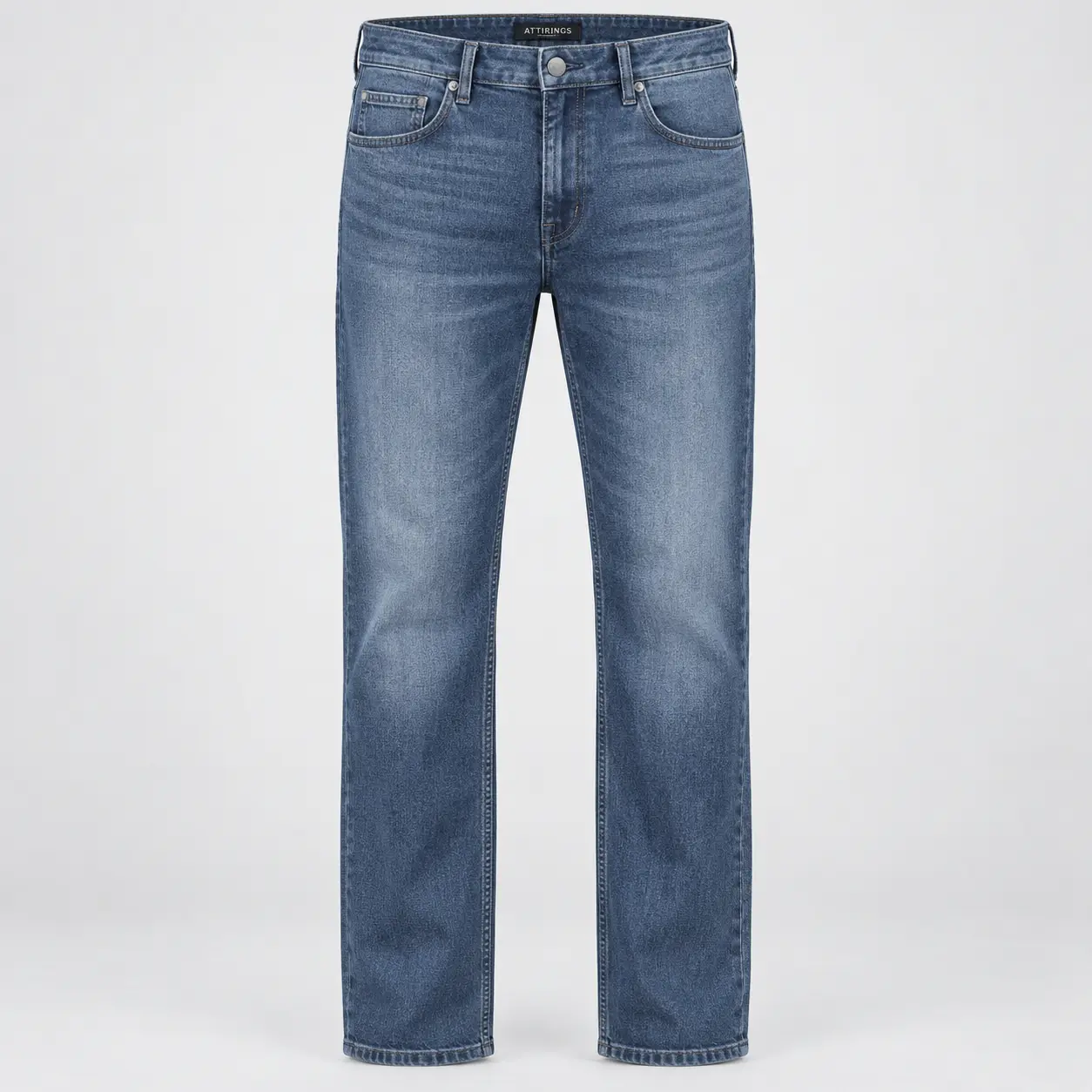 Attirings Men’s Relaxed Fit Stretch Jeans in slate blue, front view