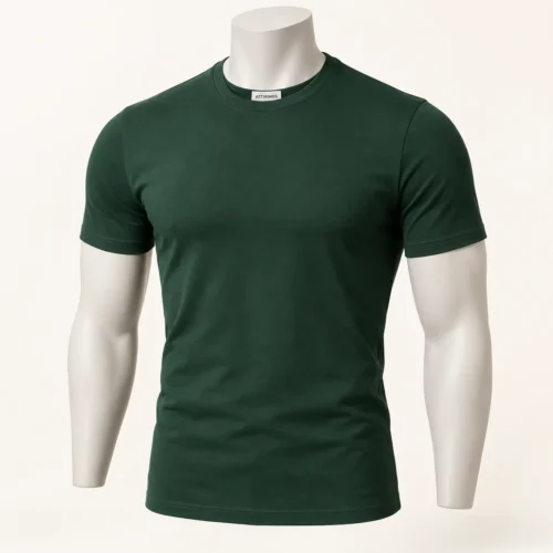 Men's Slim Fit Crew Neck T-Shirt in forest green by Attirings