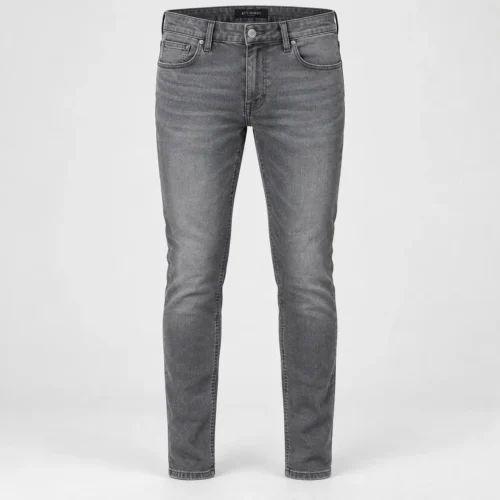 Attirings Men’s Slim Fit Grey Denim Jeans in graphite grey, front view