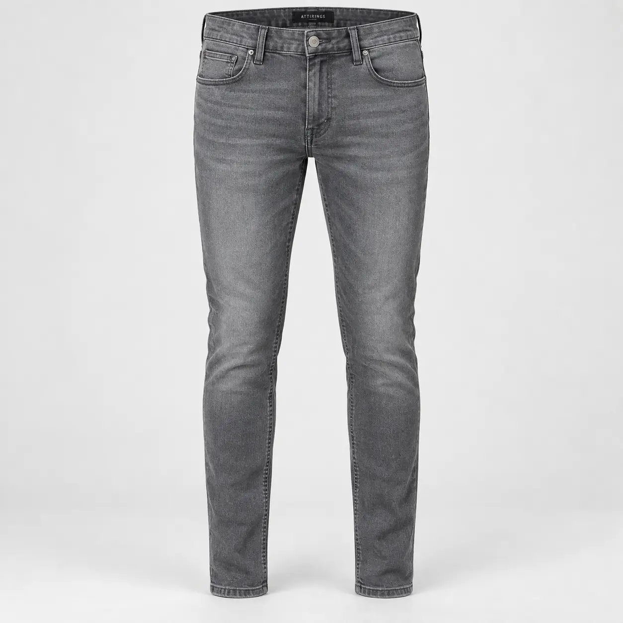 Attirings Men’s Slim Fit Grey Denim Jeans in graphite grey, front view