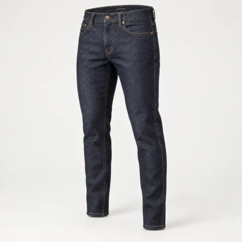 Attirings Men’s Slim Fit Heavyweight Denim Jeans in raw navy, three-quarter view