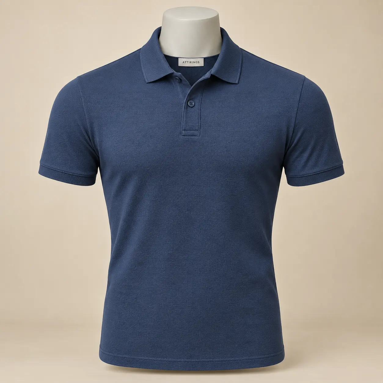 Attirings men's slim fit dusty navy polo collar T-shirt front view