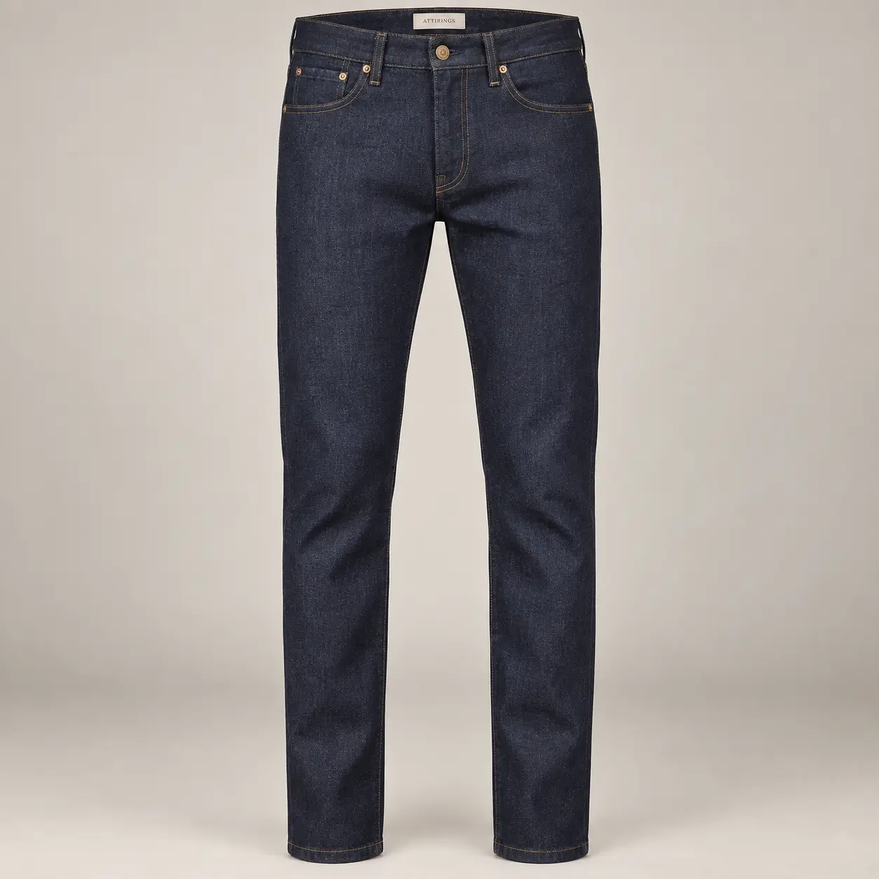 Attirings Men’s Slim Fit Rigid Denim Jeans in raw indigo, front view