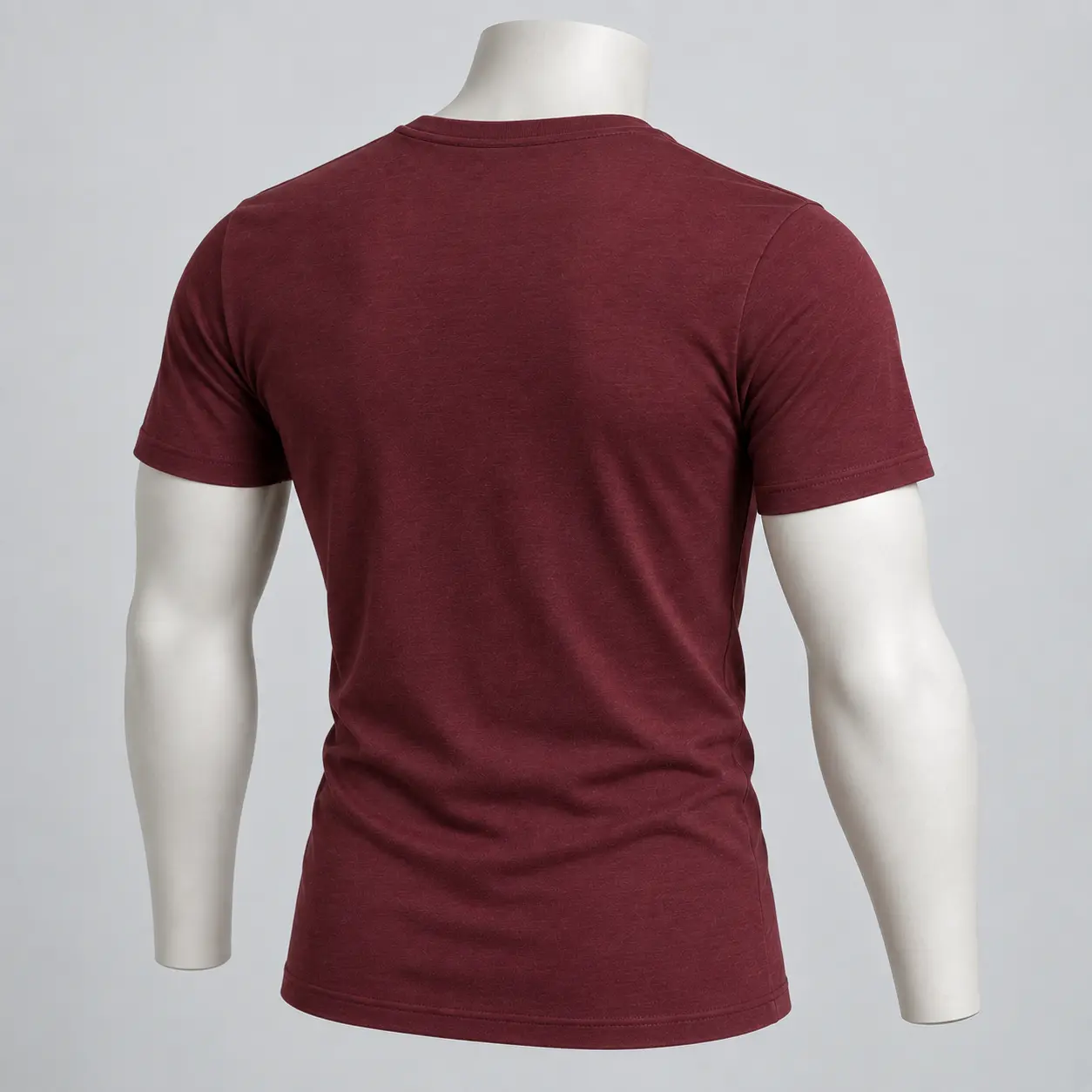 Attirings men's slim fit muted burgundy V-neck T-shirt back view