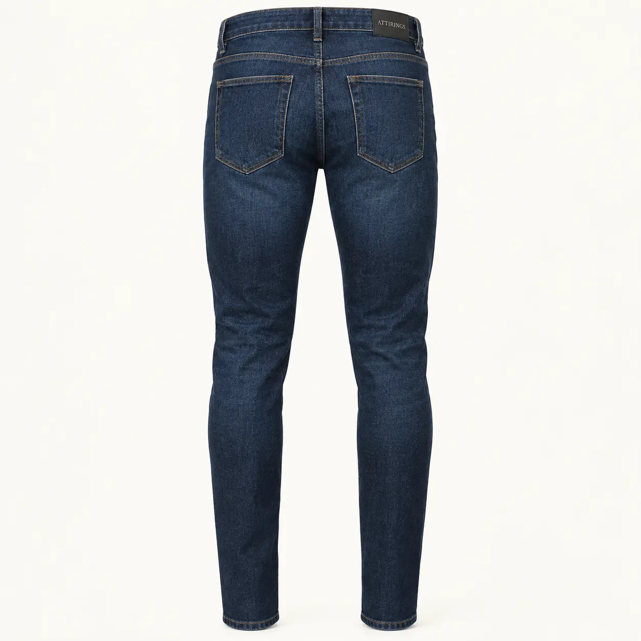 Men's Slim Tapered Denim Jeans in petrol indigo by Attirings, rear view