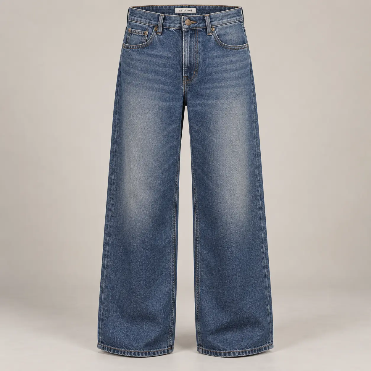 Attirings Men’s Wide Leg Denim Jeans in dusty indigo, front view