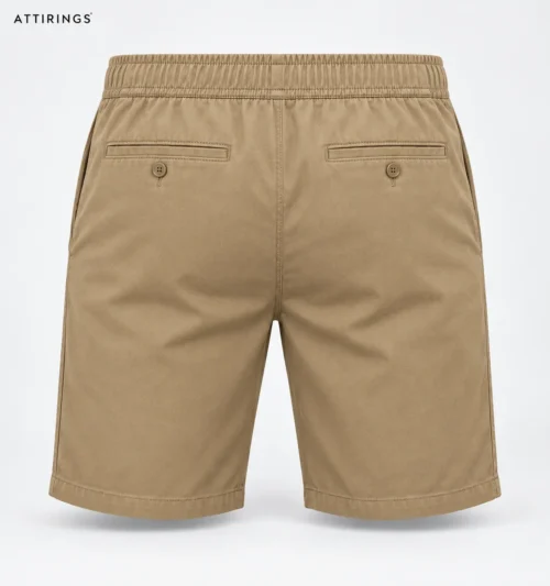 Men's Slim Fit Elastic Waist Shorts back view, Attirings representative catalog image