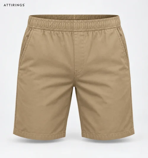 Men's Slim Fit Elastic Waist Shorts front view, Attirings representative catalog image