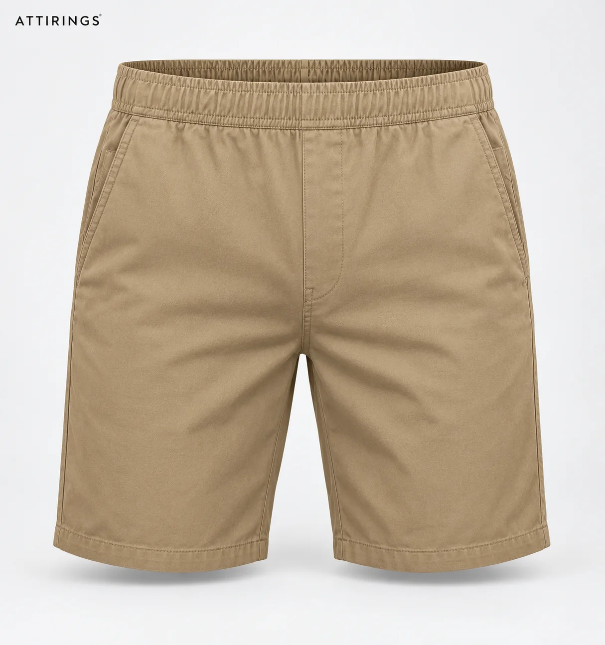 Men's Slim Fit Elastic Waist Shorts front view, Attirings representative catalog image