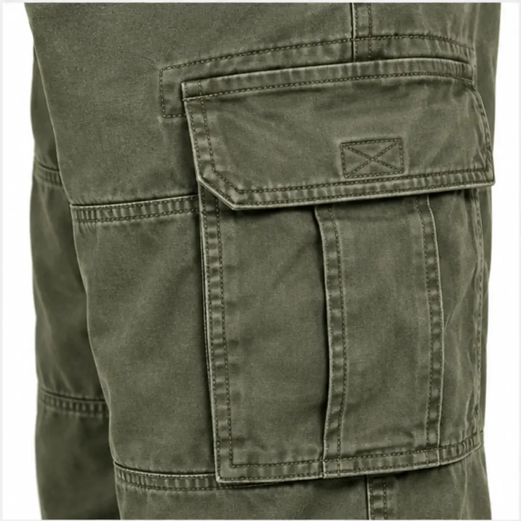 Detail view of cargo jeans