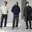 Three men wearing neutral casual and smart casual outfits with sneakers and boots
