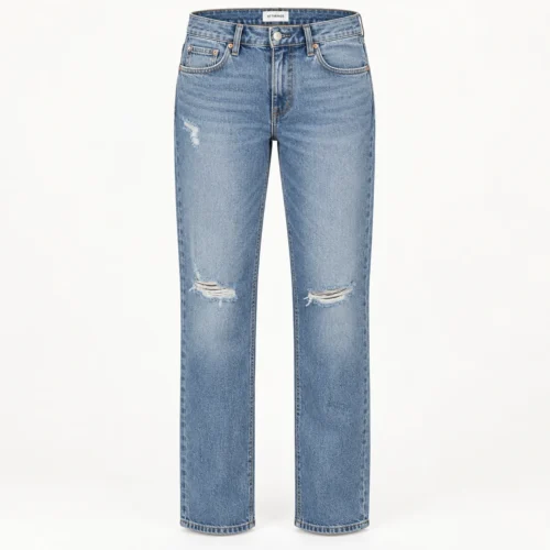 Attirings women's regular fit distressed jeans in stone blue - front view