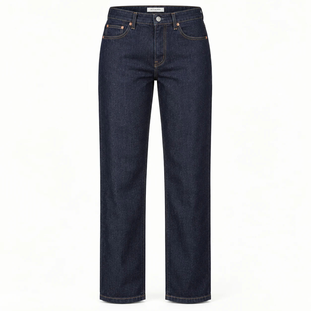 Attirings women's regular fit raw denim jeans in deep indigo - front view