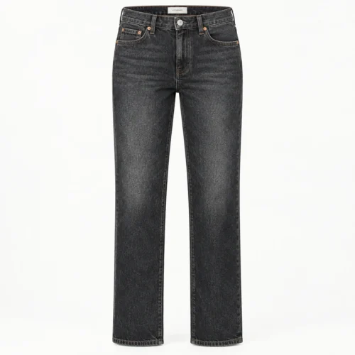 Attirings women's regular fit stone wash jeans in charcoal black - front view