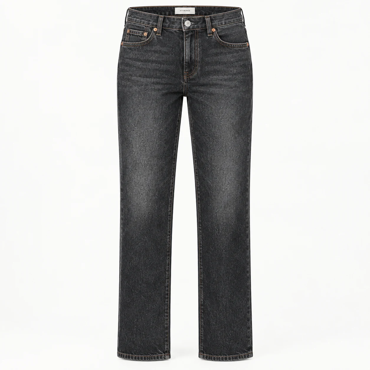 Attirings women's regular fit stone wash jeans in charcoal black - front view