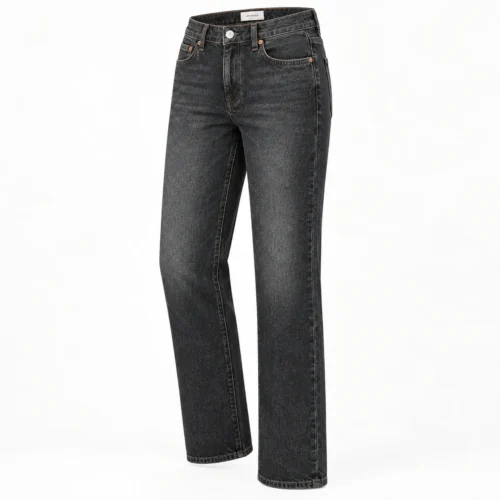 Attirings women's regular fit stone wash jeans in charcoal black - three-quarter view
