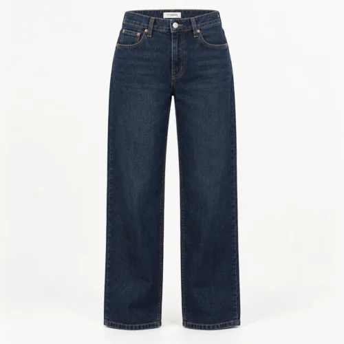 Attirings women's relaxed fit dark wash jeans in dark indigo blue - front view