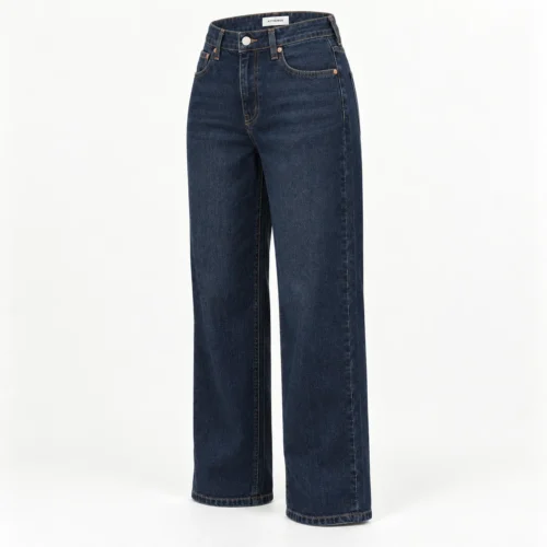 Attirings women's relaxed fit dark wash jeans in dark indigo blue - three-quarter view