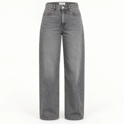 Attirings women's relaxed fit high-rise jeans in grey - front view