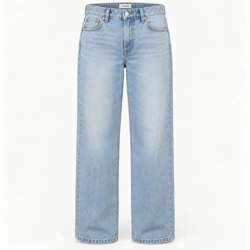 Attirings women's relaxed fit light wash jeans in light blue - front view